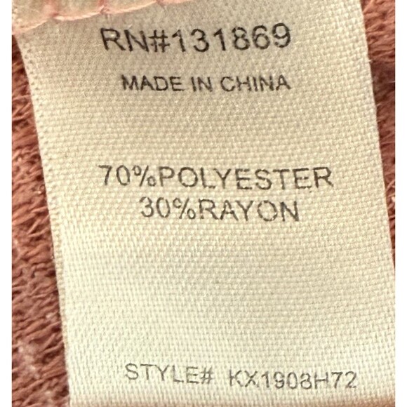 Inspired Hearts Women’s 1X Hoodie Top Pink Lace-Up Neck Waffle Knit Long Sleeve - Picture 6 of 10